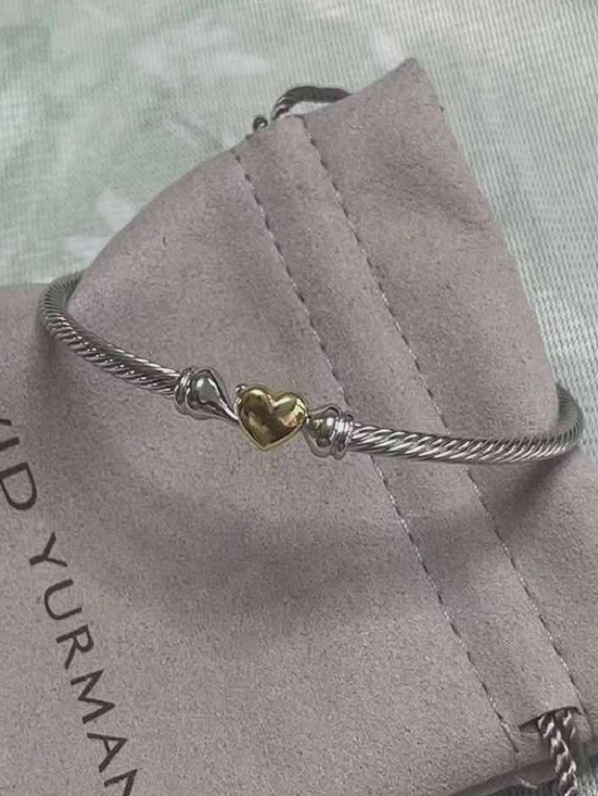 David Yurman Jewelry - David Yurman Two-Tone Cable Bracelet with Gold Heart Accent